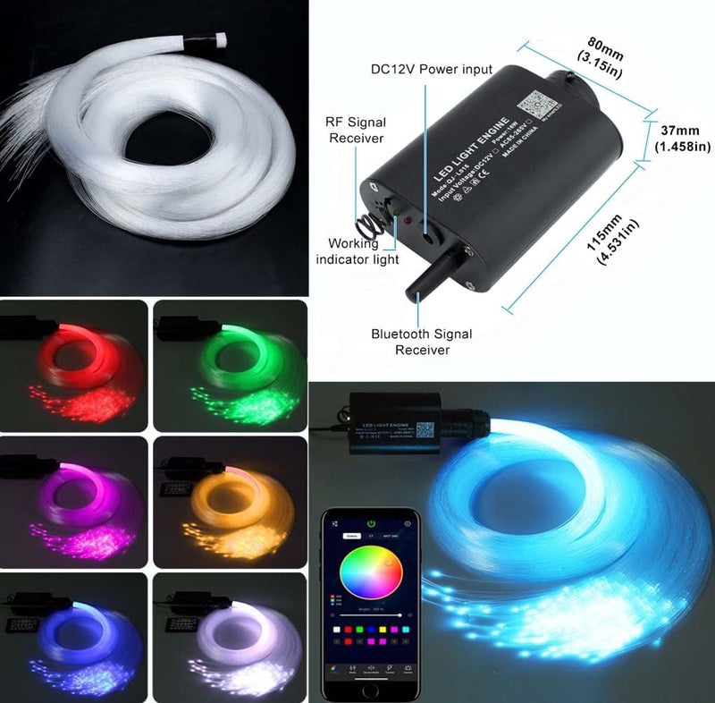 azimom Bluetooth/APP LED 16W RGBW Fiber Optic Light Star Ceiling Kits 450pcs 0.03in 6.5ft Sensor Music Mode Remote Control Car Use Home Headliner Starlight Decoration - Image 3